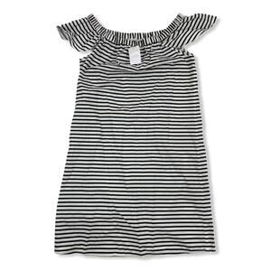 NWT J.CREW Factory Black White Striped Off The Shoulder Dress Sz XS 100% Cotton